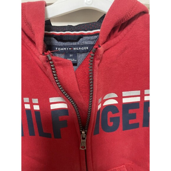 Tommy Hilfiger Hoodie Size 2T Toddler Red Zip Front Fleece - Picture 3 of 6